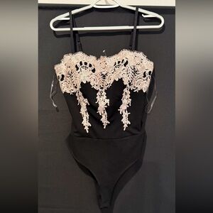 Women’s Haute Monde Black and cream bodysuit